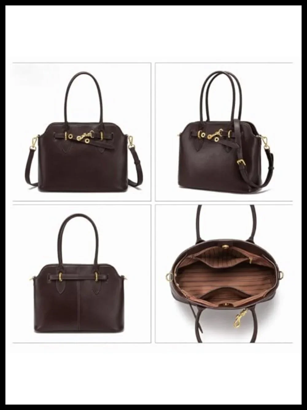Genuine Cowhide Leather Satchel Handbag Top Handle Crossbody Purse